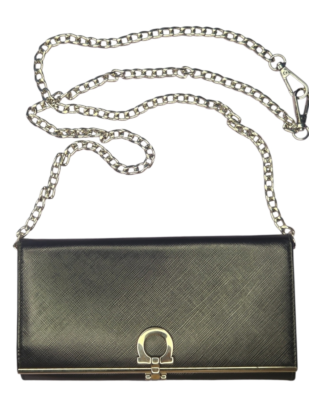 Salvatore Ferragamo Gancini Long  Wallet with Chain - Black